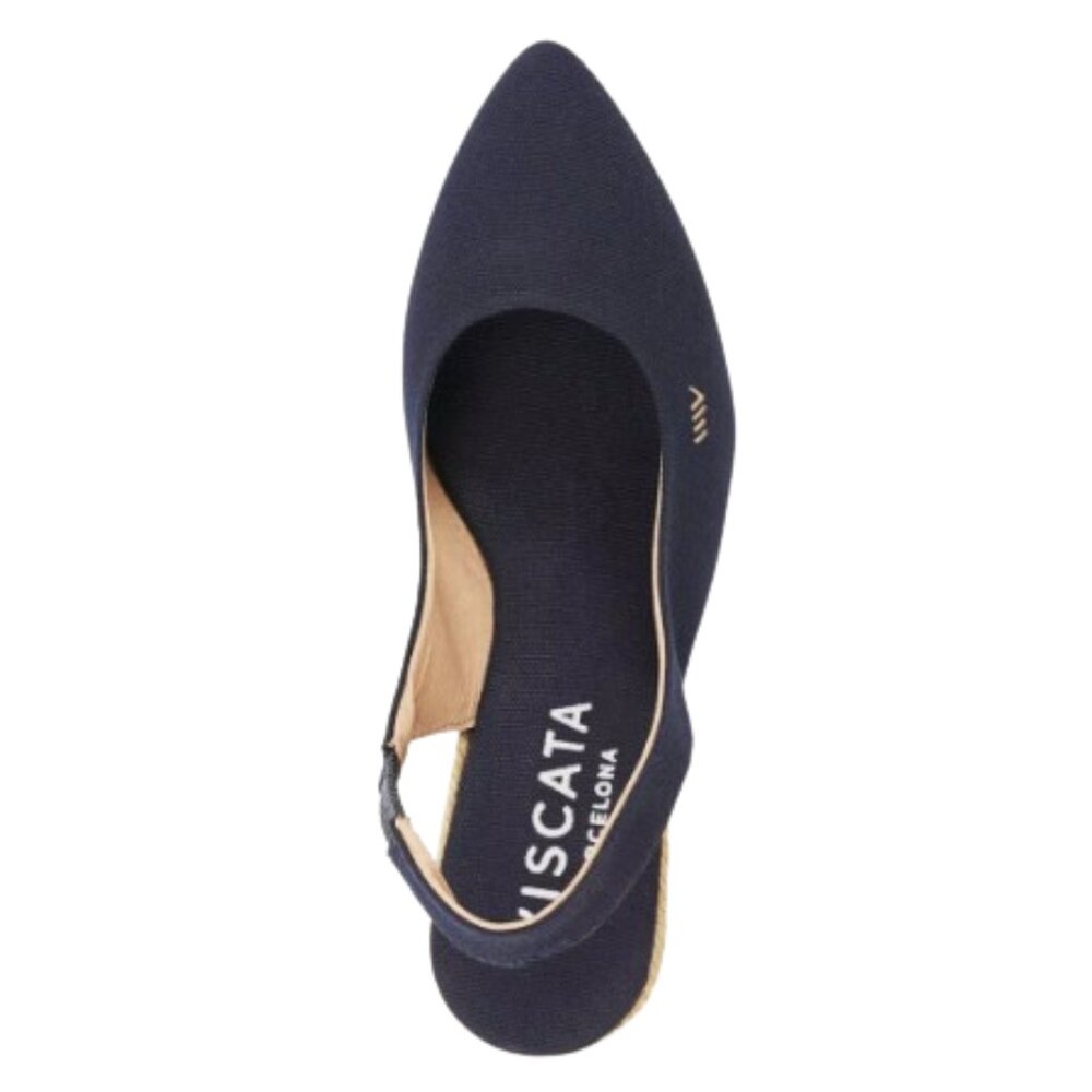 Navy Espadrille Wedge Slingback Shoes - Picture 5 of 9